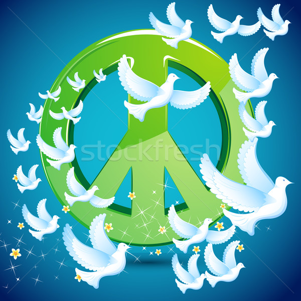 Dove flying around Peace symbol Stock photo © vectomart