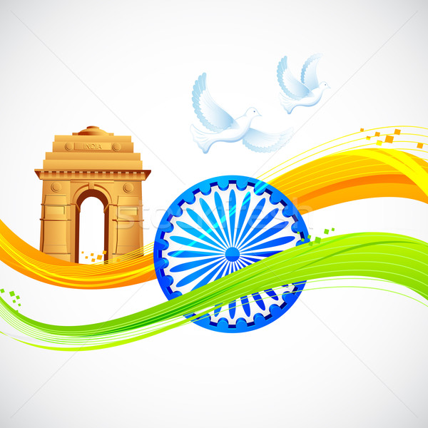India Gate on Indian Flag Stock photo © vectomart