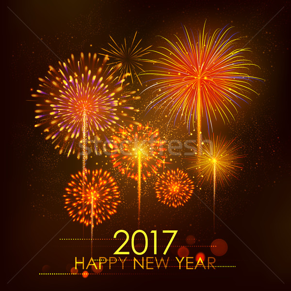 Happy New Year 2017 celebration abstract Starburst Seasons greetings background with firework Stock photo © vectomart
