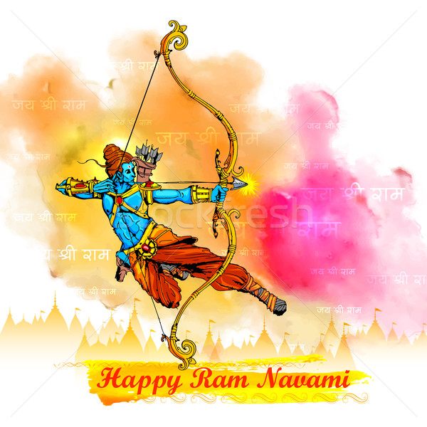 Lord Rama with bow arrow in Ram Navami Stock photo © vectomart