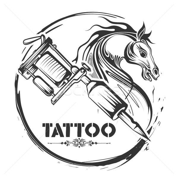 татуировка искусства дизайна лошади линия стиль Сток-фото © vectomart