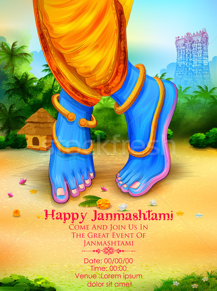 Lord Krishna in Happy Janmashtami festival background of India Stock photo © vectomart