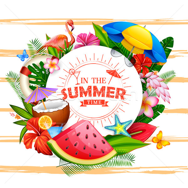 Summer time poster wallpaper for fun party invitation banner template Stock photo © vectomart