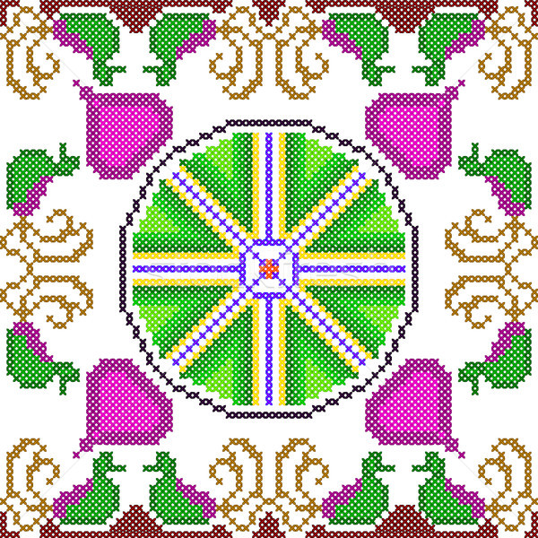 Cross Stitch Embroidery floral design for seamless pattern texture Stock photo © vectomart