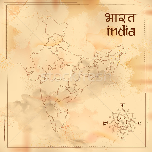 Detaliat hartă India Asia ţară Imagine de stoc © vectomart