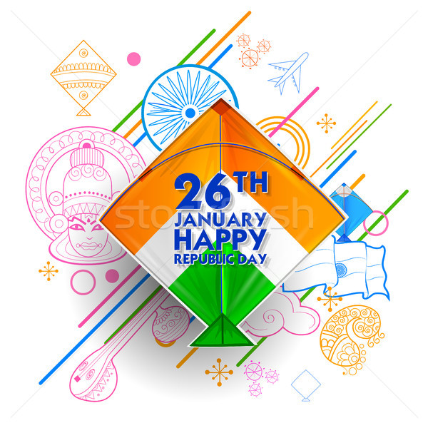 Indian background with tricolor kites  for 26th January Happy Republic Day of India Stock photo © vectomart