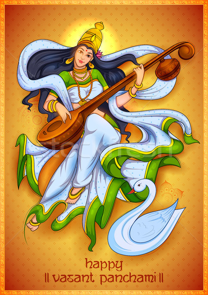 Goddess of Wisdom Saraswati for Vasant Panchami India festival background Stock photo © vectomart