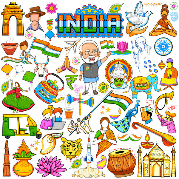 Stock photo: Set of beautiful Indian design element for Happy Independence Day or Republic Day of India decoratio