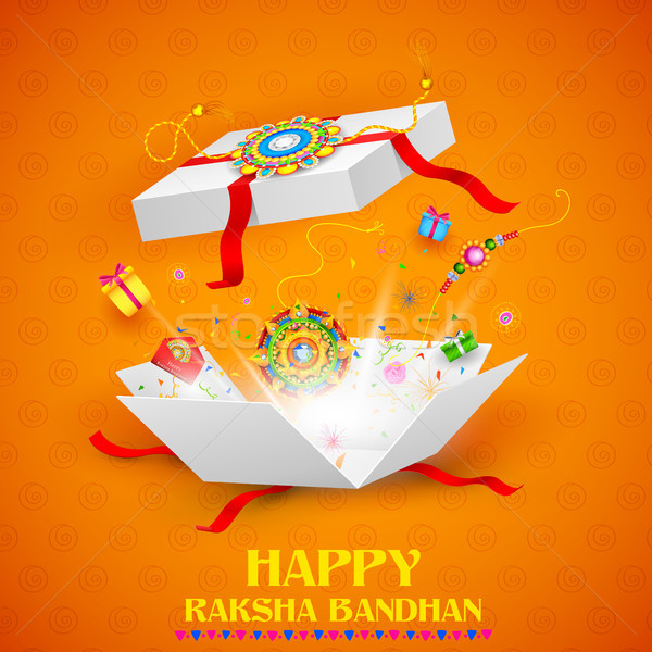 Greeting card with Decorative Rakhi for Raksha Bandhan background Stock photo © vectomart
