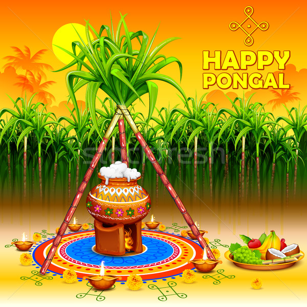 Happy Pongal greeting background Stock photo © vectomart