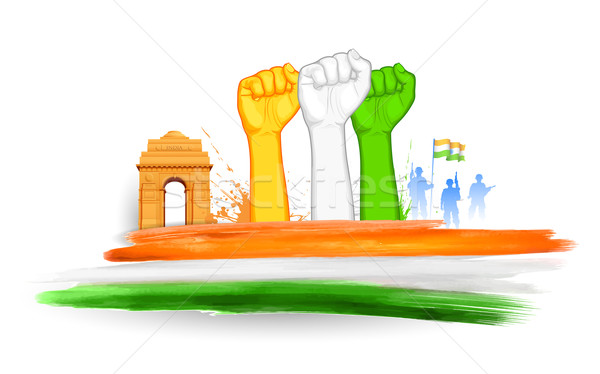 Foto stock: Indio · luchar · ilustración · puno · tricolor · India