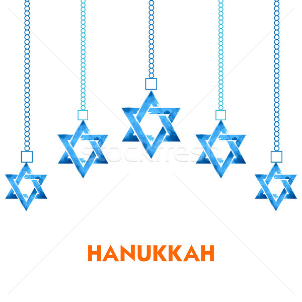 Happy Hanukkah, Jewish holiday background with hanging star of David Stock photo © vectomart