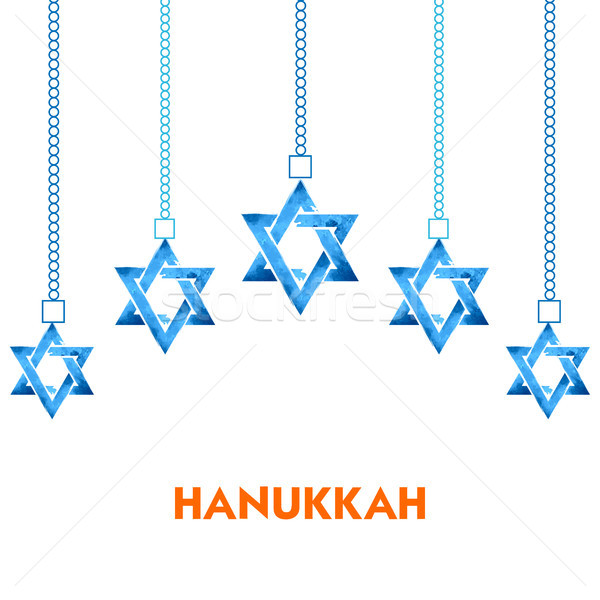 Happy Hanukkah, Jewish holiday background with hanging star of David Stock photo © vectomart