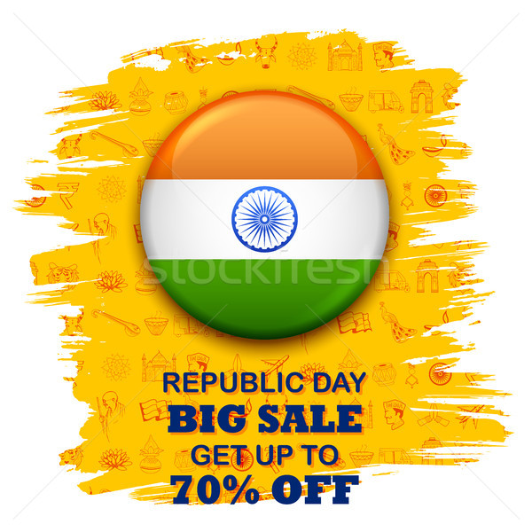 Tricolor banner with Indian flag for 26th January Happy Republic Day of India Stock photo © vectomart