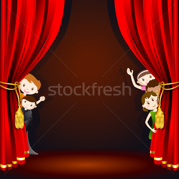 Gyerekek színpad illusztráció jelmez függöny háttér Stock fotó © vectomart