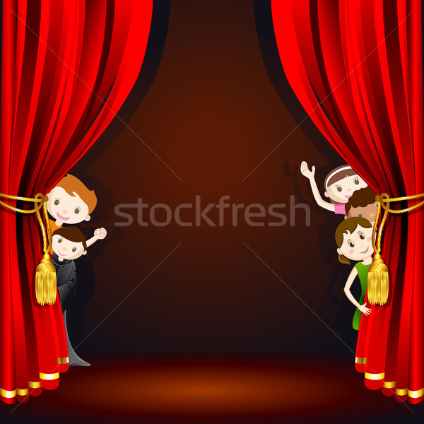 Enfants stade illustration costume rideau fond [[stock_photo]] © vectomart