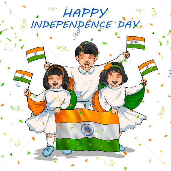 индийской Kid флаг Индия гордость Сток-фото © vectomart