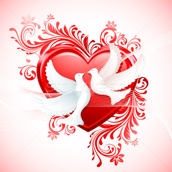 любви птиц иллюстрация пару голубя сердце Сток-фото © vectomart