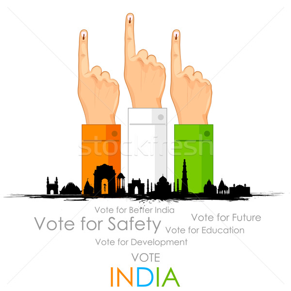 Hand with voting sign of India Stock photo © vectomart