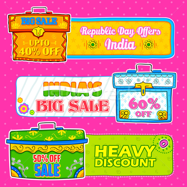 trunk box showing Indian kitsch art for sale and promotion Stock photo © vectomart