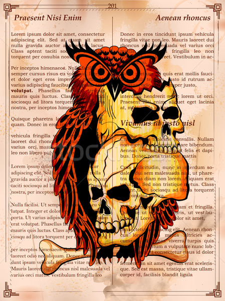 Stijl schedel print retro illustratie Stockfoto © vectomart