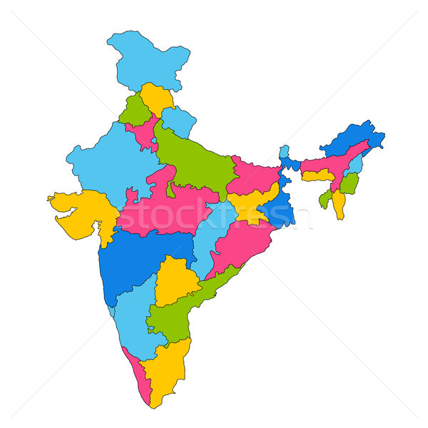 Stock photo: Detailed map of India, Asia with all states and country boundary