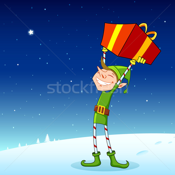 Elf with Gift Box Stock photo © vectomart