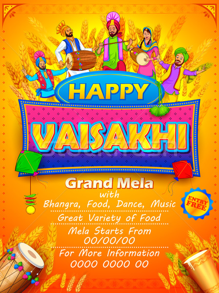 Happy Vaisakhi Punjabi festival celebration background Stock photo © vectomart