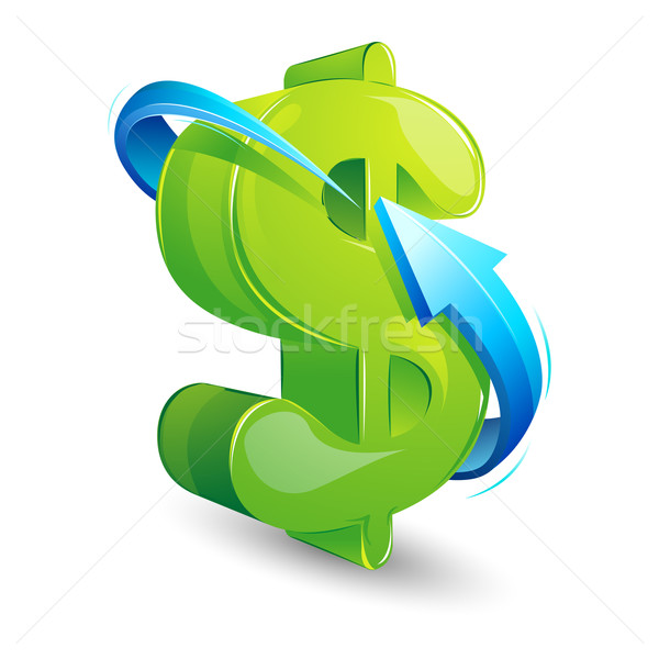 Stockfoto: Pijl · rond · dollar · illustratie · glanzend · witte