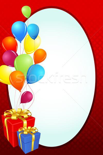 Birthday Card with Gift and Balloon Stock photo © vectomart