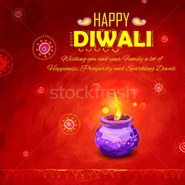 Happy Diwali background coloful watercolor diya Stock photo © vectomart
