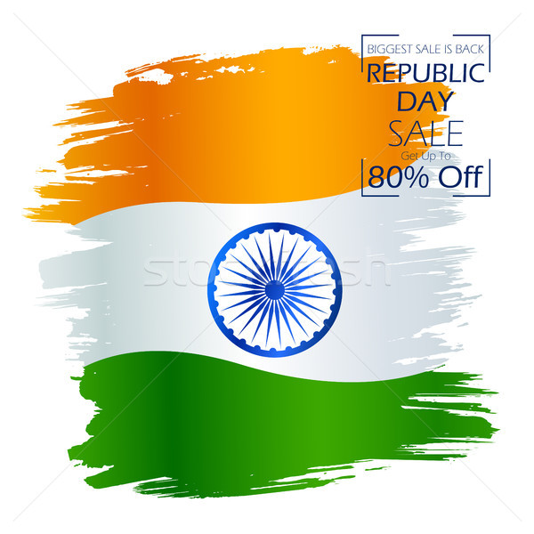 Tricolor banner with Indian flag for 26th January Happy Republic Day of India Stock photo © vectomart