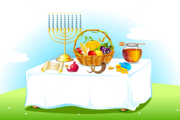 Foto stock: Tabela · decorado · ilustração · mel · fruto · feliz