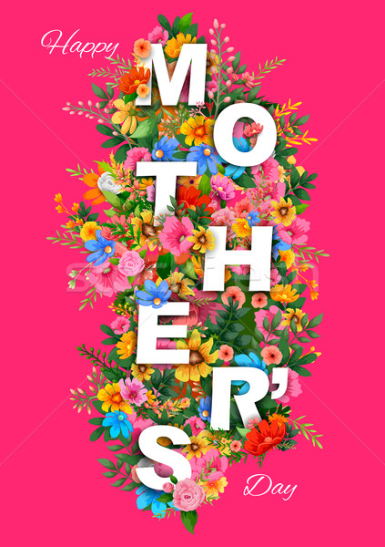 Foto stock: Feliz · dia · das · mães · ilustração · colorido · cartão · flor · mãe