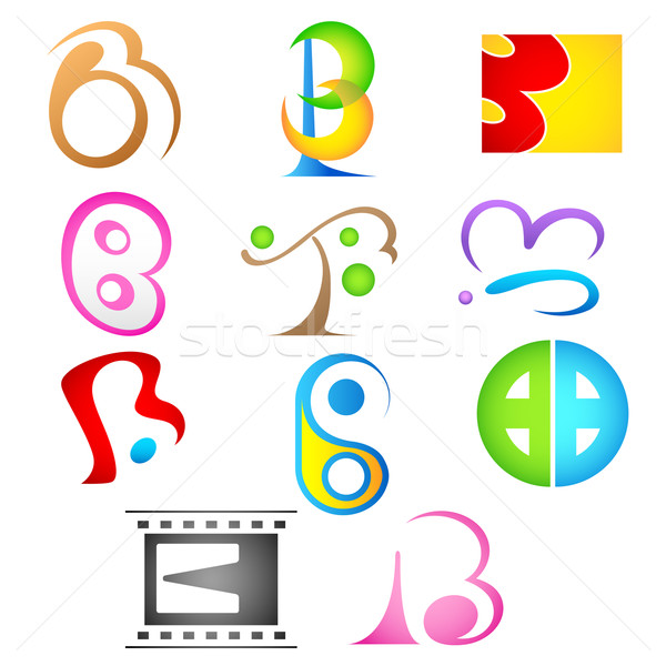 Different Icon with alphabet b Stock photo © vectomart