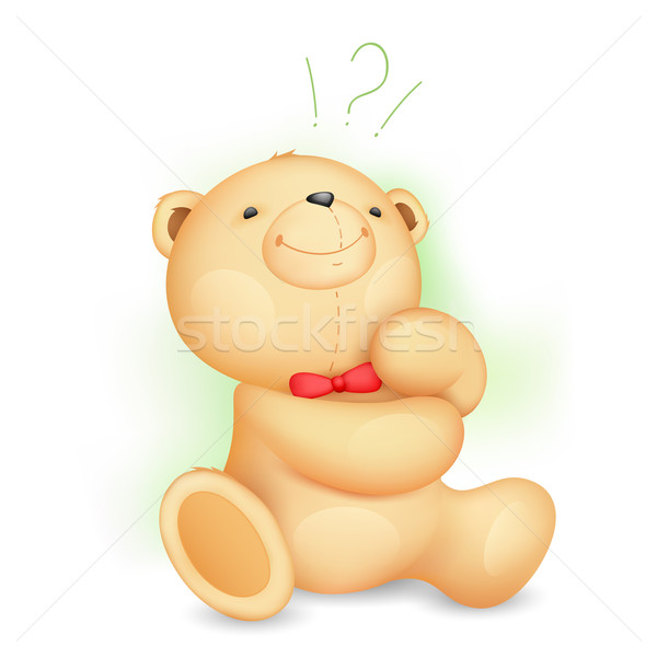 Thinking Cute Teddy Bear Stock photo © vectomart