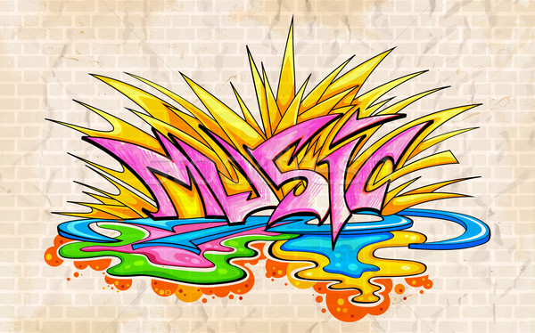 Graffiti Stil Musik Illustration Textur Mode Stock foto © vectomart