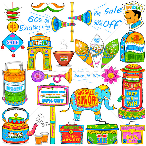 Kitsch art of India showing sale and promotion Stock photo © vectomart
