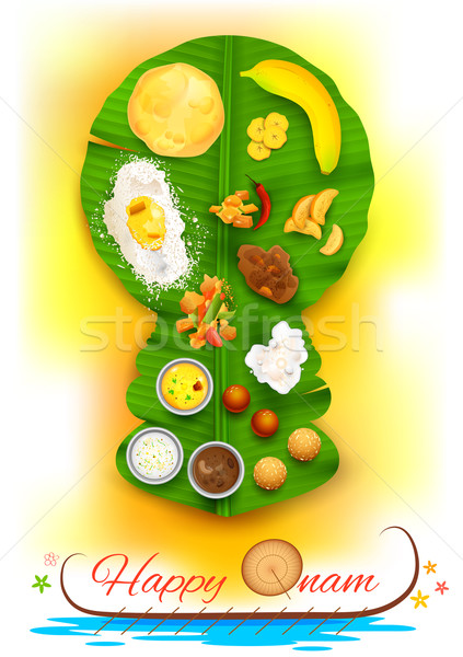 Onam feast on banana leaf Stock photo © vectomart