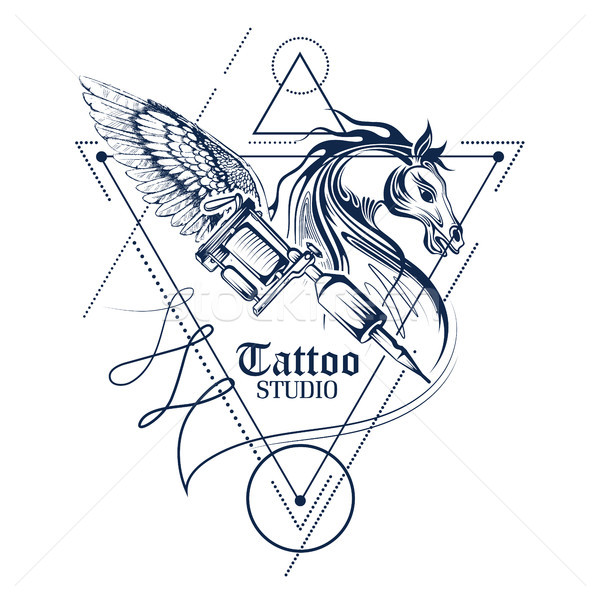 Tattoo art design of horse line art style Stock photo © vectomart