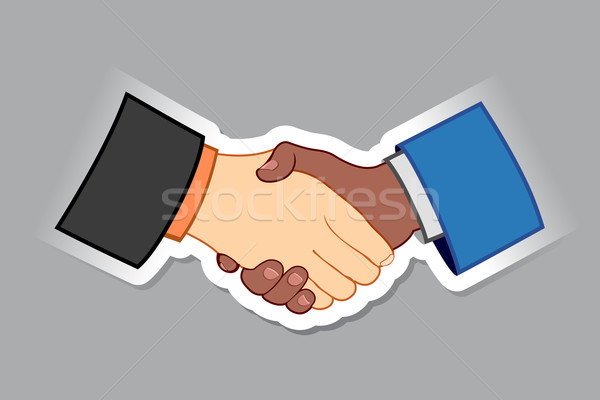 Naklejki handshake ilustracja czarno białe mężczyzna strony Zdjęcia stock © vectomart