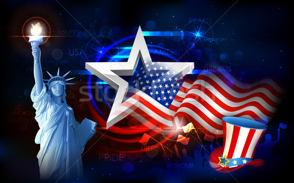 Statue Freiheit amerikanische Flagge Illustration Party Architektur Stock foto © vectomart