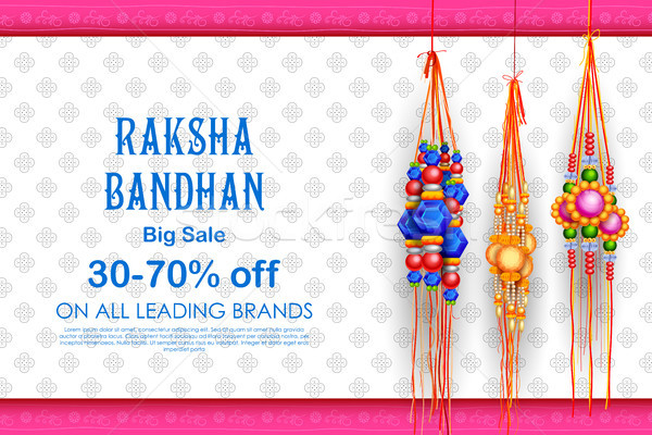 Sale and promotion banner poster with Decorative Rakhi for Raksha Bandhan, Indian festival of brothe Stock photo © vectomart
