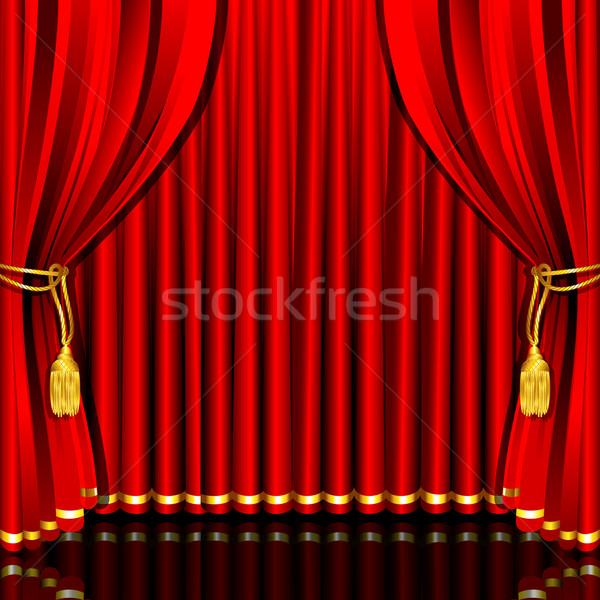 階段 窗簾 插圖 紅色 電影 設計 商業照片 © vectomart