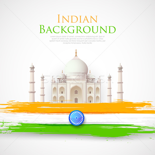 Taj Mahal tricolor Índia bandeira ilustração laranja Foto stock © vectomart