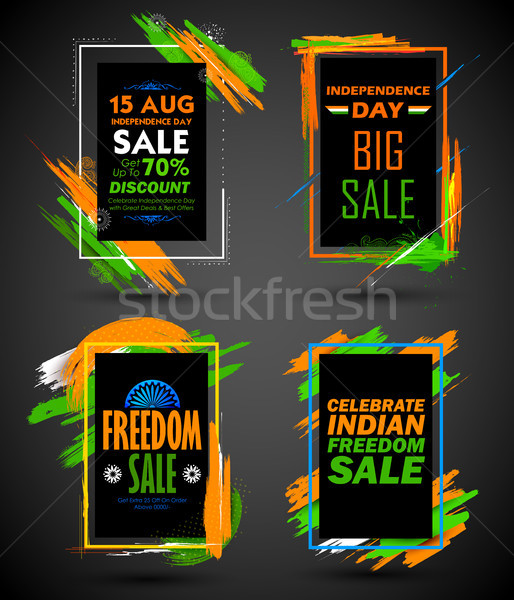 Independence Day of India sale banner with Indian flag tricolor frame Stock photo © vectomart
