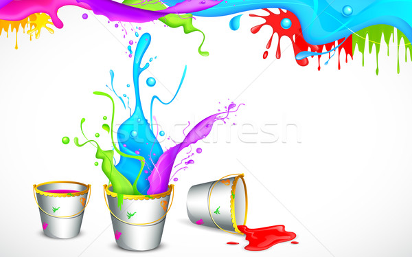 Holi Background with Bucket of color Stock photo © vectomart