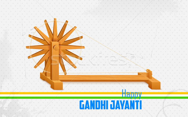 Spinning wheel on India background for Gandhi Jayanti Stock photo © vectomart