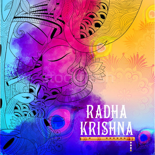 Radha and Lord Krishna on Janmashtami Stock photo © vectomart