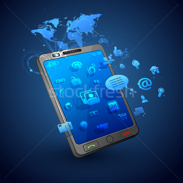 [[stock_photo]]: Mobiles · illustration · demande · sur · téléphone · portable · résumé